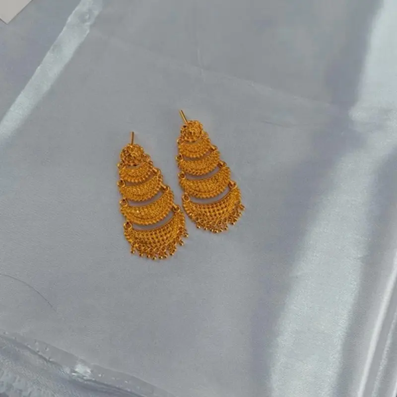 Gold Tone Jhumka for Women - Elegant Earrings with Layered Design, Perfect for Special Occasions