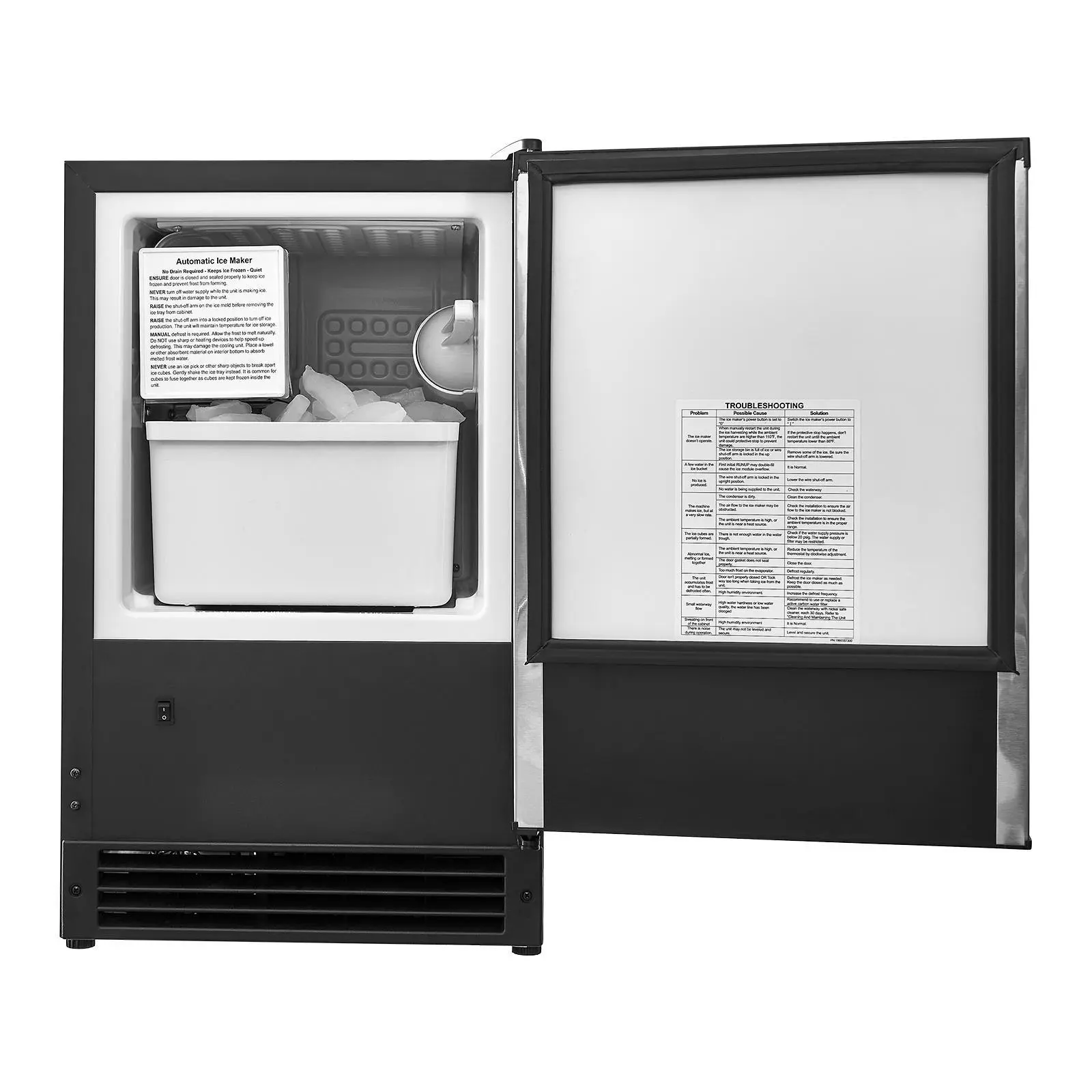 【Summerfinds】VEVOR Undercounter Built-in Ice Maker,  , 15 Lbs/Day Under Counter Ice Maker Machine with Reversible Door Stainless Steel, Freestanding Ice Maker for Commercial Home Kitchen, No Drain Required