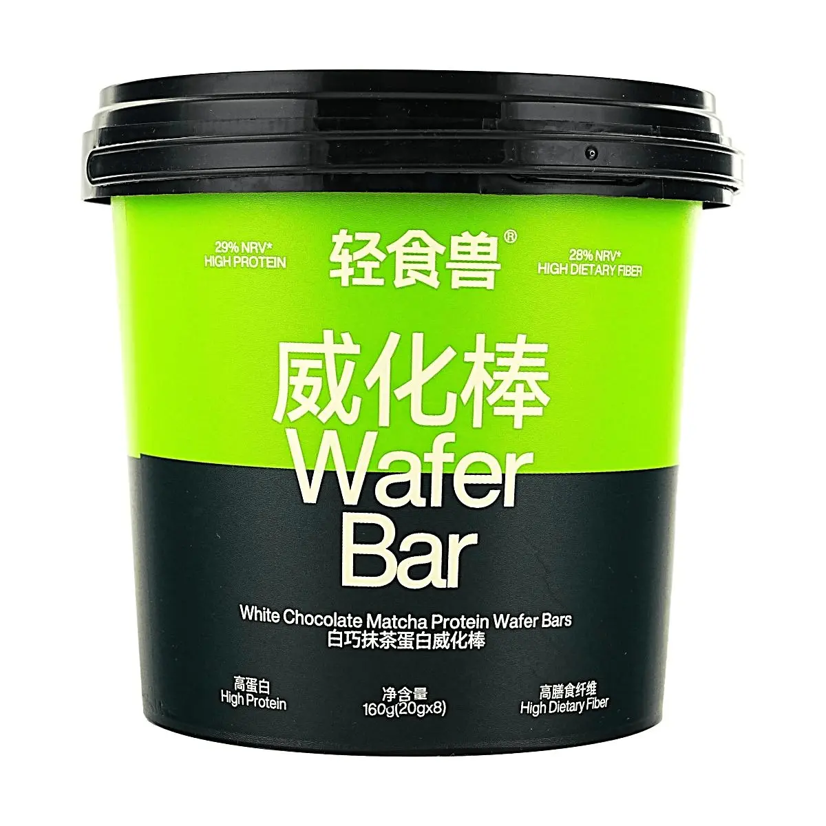 Qingshishou Mini Wafer Rolls - White Chocolate & Matcha Flavor, Low Calorie Breakfast Snack, 3.5g Protein Per Serving, 160g (8 Individually Wrapped Rolls)
