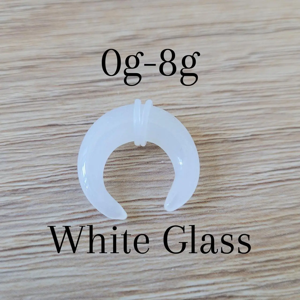 White Glass Septum Pincher Ring Stretching Gauging Taper Horseshoe Gauge 0g 2g 4g 8g stretched jewelry organic piercing unique gift spirals