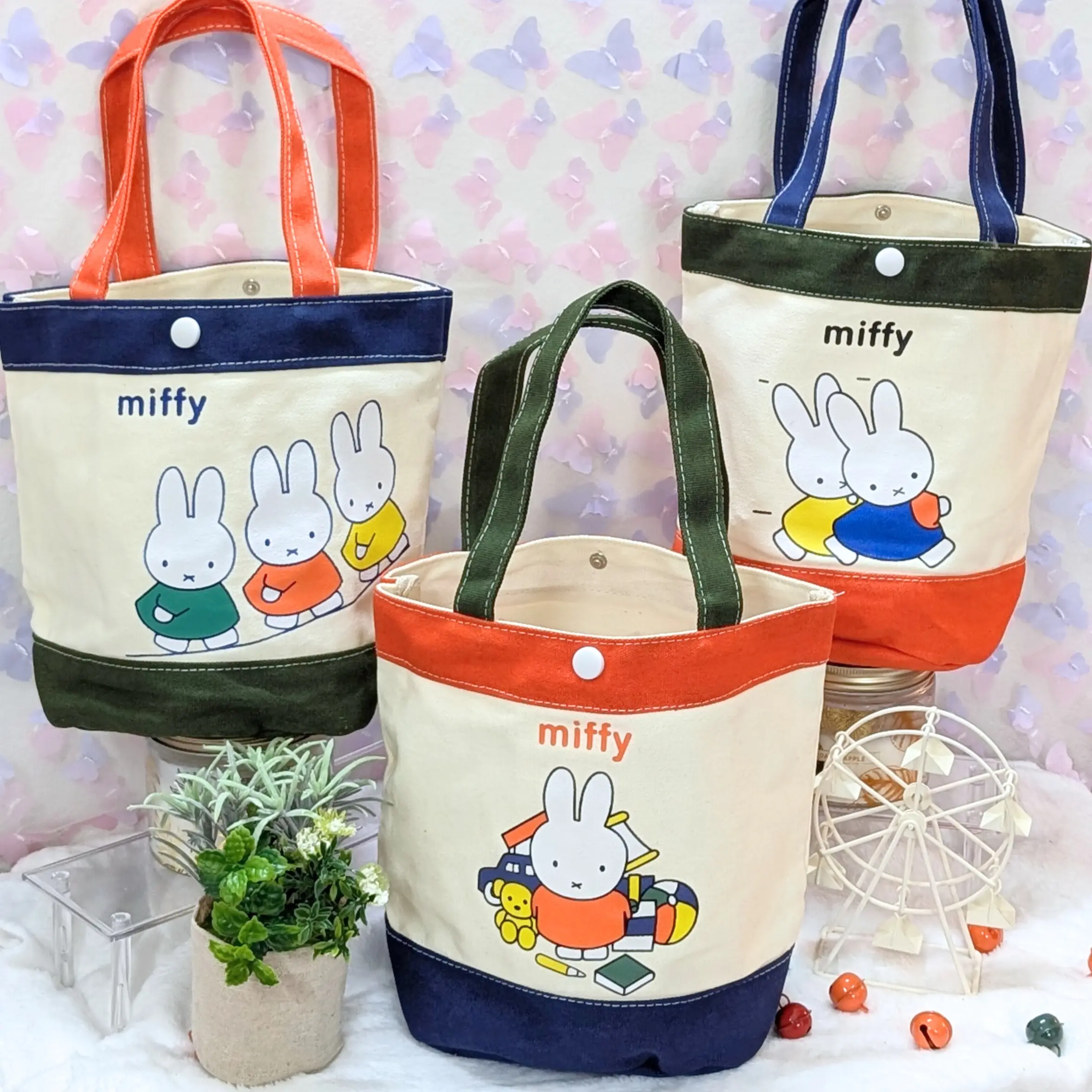 Miffy Bunny Bucket Canvas Bag | L 7' x H 9' x W 5'  | Colorful Weekends Bag | Cartoon Kawaii Rabbit Accessory Gift