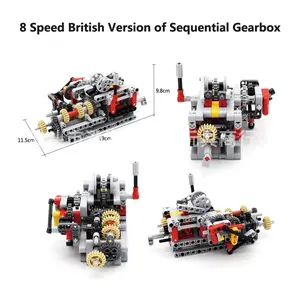 MOC Domestic Building Blocks Electric Technology Building Blocks 8-Speed Gearbox UK Version + Motor Mechanical Engine Model