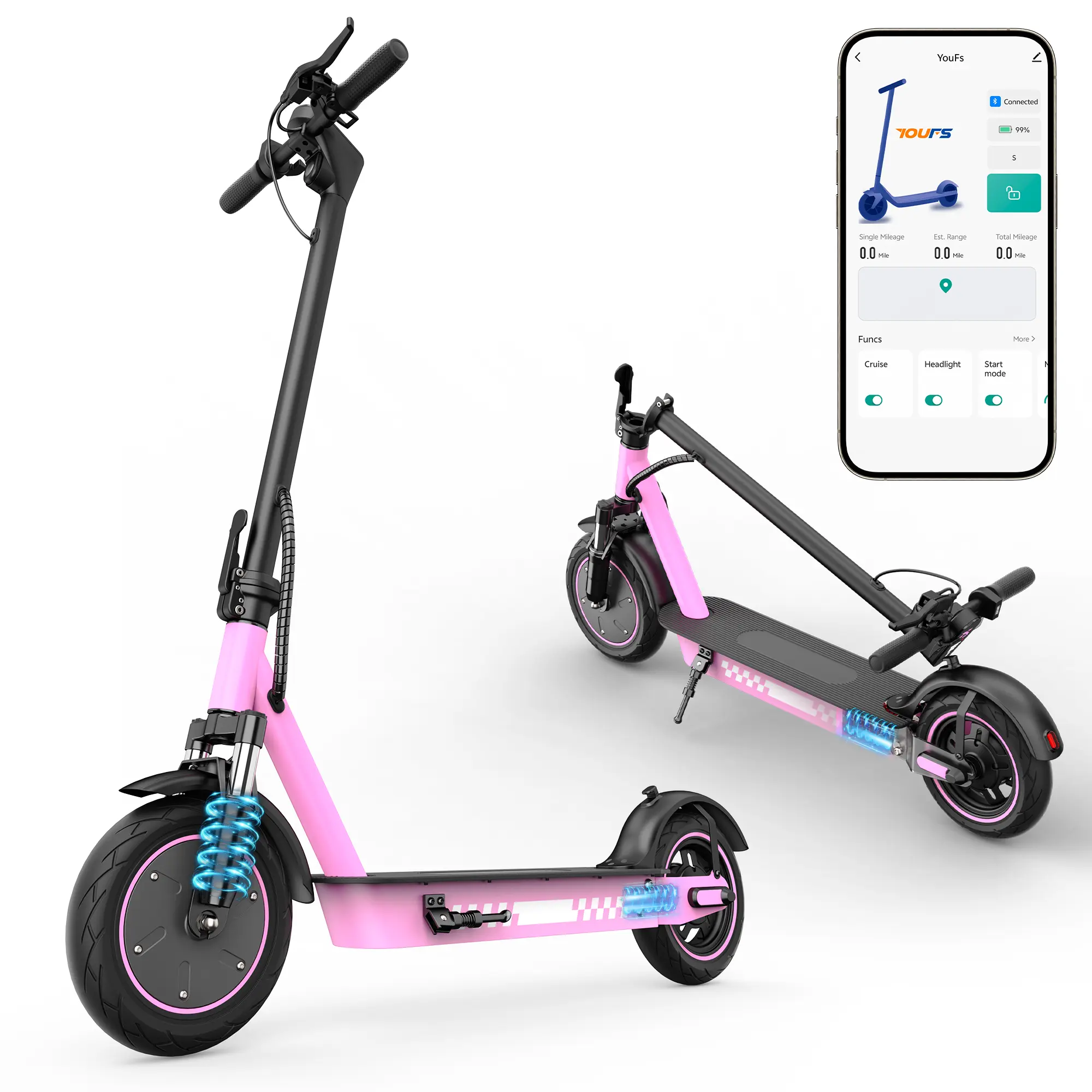 Unisex Foldable Aluminum Smart Electric Scooter for Adults - App Controlled High Speed Scooter, 350W Power, Dual Suspension, 28 MPH Max Speed (App Unlock), 16-25 Mi Range, Cruise Control, Dual Braking, Ideal for Commute