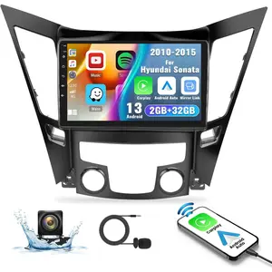 RIMOODY Android 15 Car Video Player for Hyundai Sonata 2010-2015, 9'' HD Touchscreen, 2G+64G, Wireless CarPlay, Android Auto, Mirror Link, GPS, Bluetooth, FM/WiFi, Backup Camera, Mic, Father's Day Gift