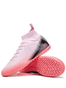 Men's TF High-Top Soccer Shoes, Anti-Slip Rubber Sole, Breathable PU Leather, Sporty Style for Indoor & Outdoor Training, Football Field Boots