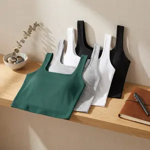 Women's 4-Pack Cotton Racerback Crop Tank Tops - Breathable Workout Undershirts for Fitness, Gym Activewear (Tops for Women), Breathable Workout Tops