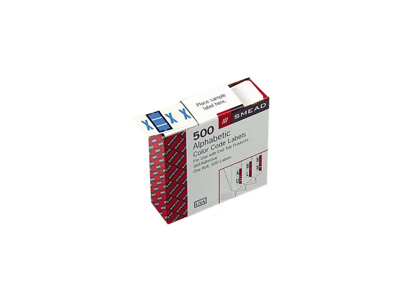 Smead 67094 A-Z Color-Coded Bar-Style End Tab Labels, Letter X, Blue, 500/Roll