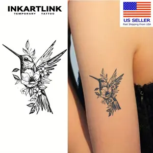 INKARTLINK Tattoo Tech, 3 Sheets Small Semi Permanent Tattoo, Adult Art Design Temporary Tattoos, Lasts 1-2 Weeks, Waterproof, Realistic Look, No Adhesive, No Reflection (Little Bird Design)