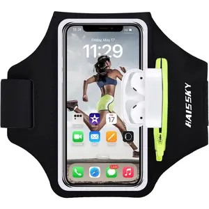 Cell Phone Running Armband with Zipper Pocket Armband Case Running Holder for iPhone Pro Max/15/14 Pro Max/13/12 /11 Pro Max/XS/XR,Galaxy S20 S10,Sweatproof Arm Band with Card/Key Bag