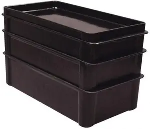 MFG Tray 200 Lb Load Capacity Black Fiberglass Tote Container Stacking, 23.4" Long x 12" Wide x 3.1" High 8082005167