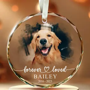 Personalized Dog Memorial Crystal Ornament, Pet memorial gift, Custom dog ornament, Personalized pet loss gift, Dog sympathy gift, Crystal pet ornament, Personalized dog photo, Forever loved pet decor,