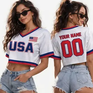 Custom USA Soccer Crop Top Jersey, Personalized Bachelorette Festival Shirt