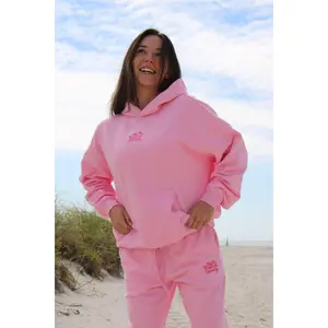 Hibiscus Sweatpants Pink - 100% Cotton Oversized Fit with Front Pockets & Adjustable Drawstring for Cozy Comfort