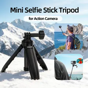Mini Selfie Stick Tripod, Photography Camera Accessories, for GoPro Hero Series or DJI Osmo Action 6/5Pro/4/3 or Insta360 X5/4/3/2/Ace Pro, for Travel, Group Photo and Outdoor Sport, 2-in-1 Design, Retractable Adjustable