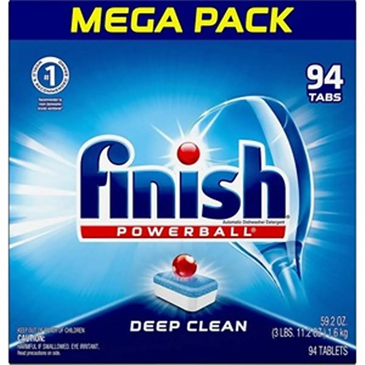 212 MAIN Finish Powerball Fresh Dishwashing Detergent Tabs - 94-Pack Household Dishwasher Cleaner with Deep Cleaning, Complete Dissolve, Oxygen Bleach, Pre-Measured Formulation