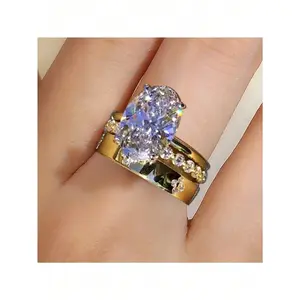 3pcs Elegant Shiny Zirconia Inlaid Rings for Women | Daily Casual & Bridal Wedding Stackable Exquisite Ring Jewelry Set (No Gift Box)