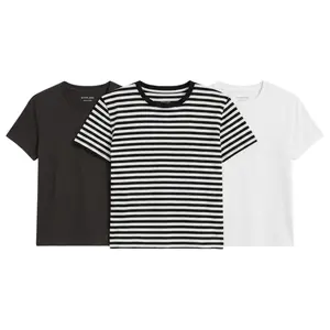Box Cut Tee Starter Kit 3-Pack Bundle - White, Black, and Black/Bone Striped Tee Pack