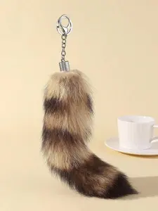 Cute Fox Tail Design Keychain, Faux Fur Car Keychain for Women & Men, Fashion Accessories for Daily Use, Trendy All-match & Exquisite Fluffy Charm Keychain for Birthday Gift, Fuzzy Keychain