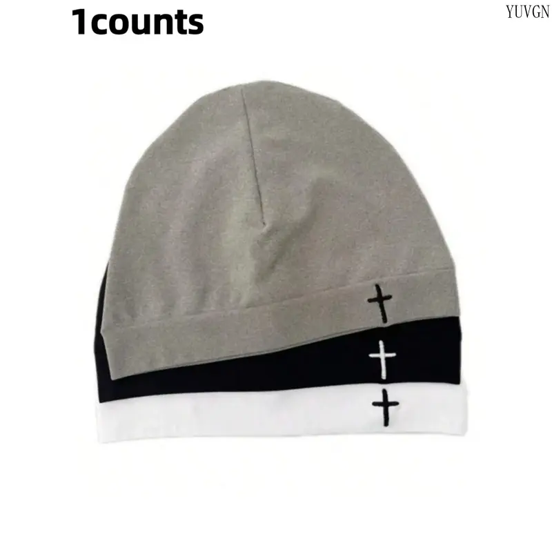 Y2K Embroidered Cross Baker Boy Hat, Unisex Breathable Elastic Baseball Cap, Adjustable Fitted Design, Casual Sporty Outdoor Running Fashion Headwear summerwins