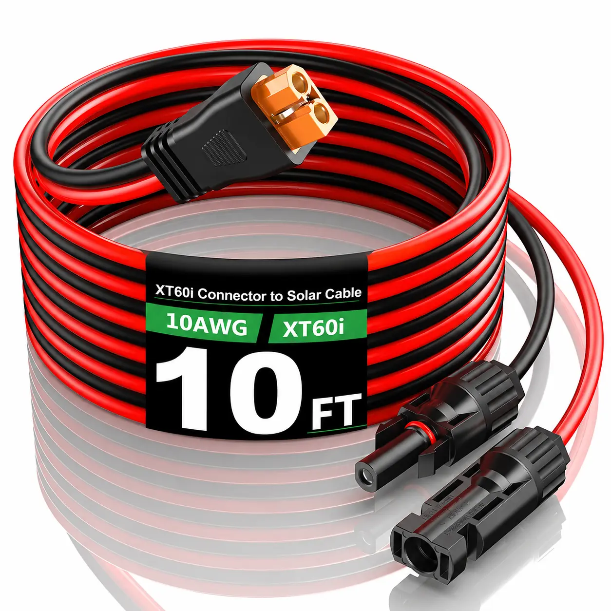 10AWG Gauge Solar to XT60i Extension Cable, 10FT Copper Wire Waterproof Outdoors Safe Adapter, Portable Charge Controllers & Accessories for Solar Panel, Portable Power Station, RV