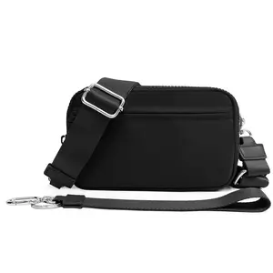 Double-layer polyester waterproof chest bag, outdoor sports running waist bag, crossbody bag for men and women.