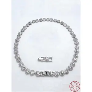 925 Sterling Silver Fashion Necklace, Shining Tennis Necklace, Women's Festival Gift, Whimsical Necklace