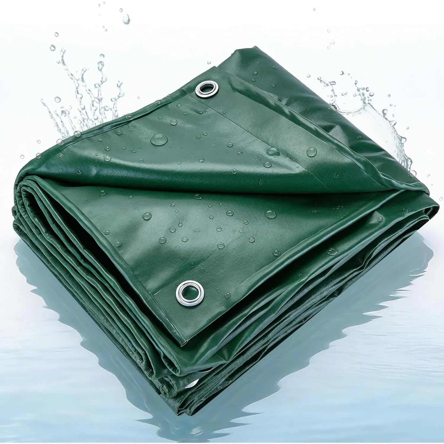 22 Mil Heavy Duty 10x10 FT Vinyl Tarp - Fully Waterproof Reversible Poly Tarp with Metal Grommets All-Weather Fade Resistant Outdoor Cover for Equipment Truck Roof Woodpile & Garden Plants