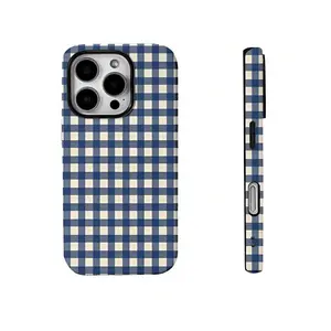 for iPhone 13 Blue And White Checkerboard Pattern Two-In-One Texture Phone Case Suitable For Compatible With Iphone17 16, 15, 14, 13, 12, 11, PRO MAX,PLUS
