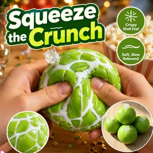 Green Crunchy Squishy Ball with Crispy Shell Feel, Soft PU Slow Rebound Squeeze Fidget Toy for Stress Relief, Cute Desk Toy Birthday Party Favors, Novelty Goodie Bag Fillers Kids Adult Gift