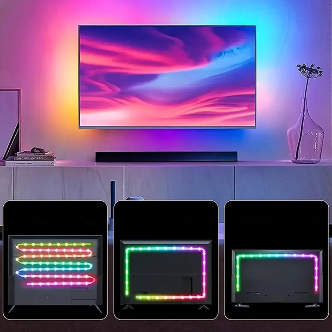 TV LED Backlight, 6.56ft/32.8ft 5050rgb LED Strip Lights, Wireless Control, Led Dimmable, USB Powered, Home Theater, Music Sync, Christmas Decorations, Led Light Strips