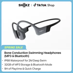 SHOKZ OpenSwim Pro - Open-Ear Bone Conduction Bluetooth Headphones & 32GB MP3 Player, IP68 Waterproof, Secure Fit for Workouts, Running and Swimming