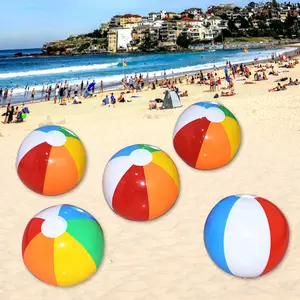 Unisex Thick PVC Inflatable Beach Ball, Rainbow Print, Easy to Inflate Outdoor Water Toy for Pool Party & Beach Games, 4 Sizes (30/35/40/50cm), Lightweight (22/28/38/45g), Summer Essential for Adults & Kids Outdoor Play, Carnival Giveaways, Birthday Gifts