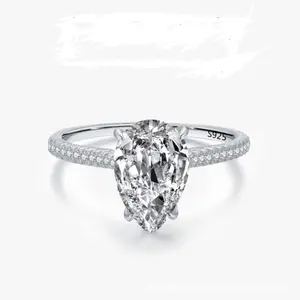 3.0CT Pear Cut Wedding Ring for Women Sterling Silver Bridal Engagement Rings with 5A CZ  S925 Stackable Promise Ring Set princess cut ring  halorings