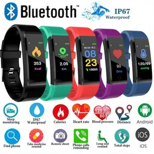 Waterproof Smart Wristwatch with Bluetooth Wireless Connectivity, Phone Notifications, Heart Rate & Blood Pressure Monitoring, Fitness Tracker for Men & Women, Remote Control Smart Band