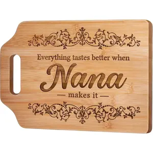 Nana Mothers Day Gift, Gifts for Nana from Grand for Birthday, Christmas - Engraved Bamboo Cutting Board 12.3"L x 8.7"W x 0.4"