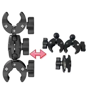 Dual-Head Motorcycle Power Clip, Dual-Head Selfie Stick, Sports Camera Crab Clamp, Outdoor Bicycle Camera Accessories