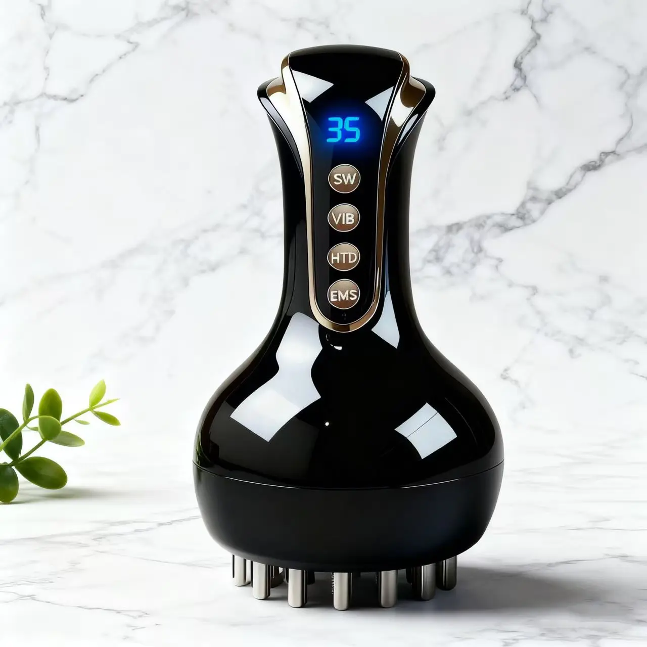 Lymphatic drainage massager and anti-cellulite message tool with 2 pieces of essential oil, body sculpting machine with microcurrent, light, heat and vibration, fascia launcher Muscle Roller Stick Portable Spa