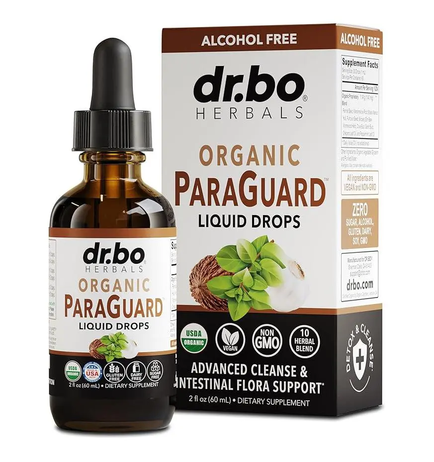 🔥 HOT SALE 51% OFF  Dr. Bo Organic ParaGuard Liquid Drops - Gentle Parasite Cleanse Supplement - Natural Detox & Digestive Support for a Healthy Gut