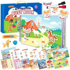 [SpringGlow-Up]LUMIKIDZ Toddler Activities Preschool Learning Busy Book - 16 Themes Binder Montessori Toys for Toddlers, Workbook Activity Autism Materials and Tracing Coloring