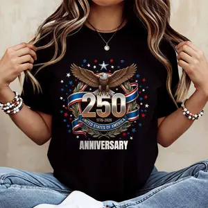 American Eagle 250th Anniversary United States Of America 1776 2026 T-Shirt Women Casual Short Sleeve Top