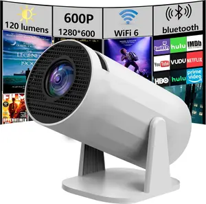 Mini Projector with WIFI 6 and Bluetooth, 4K 1080P Support Portable Projector 180° Rotatable 130'' Screen Movie Projector Auto Keystone Compatible for Laptop, PC, Smartphone (White)