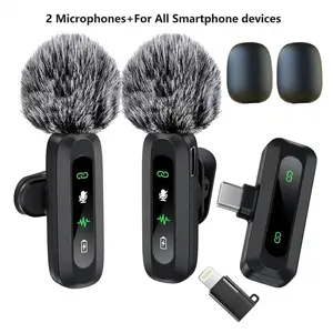 Professional Wireless Lavalier microphone for iPhone,Android phone,Wireless Microphone Plug-Play,Lapel Mic for Video Recording,Teaching, interviews,Podcast,Cordless Omnidirectional Condenser Recording Mic for TikTok,YouTube,Vlog