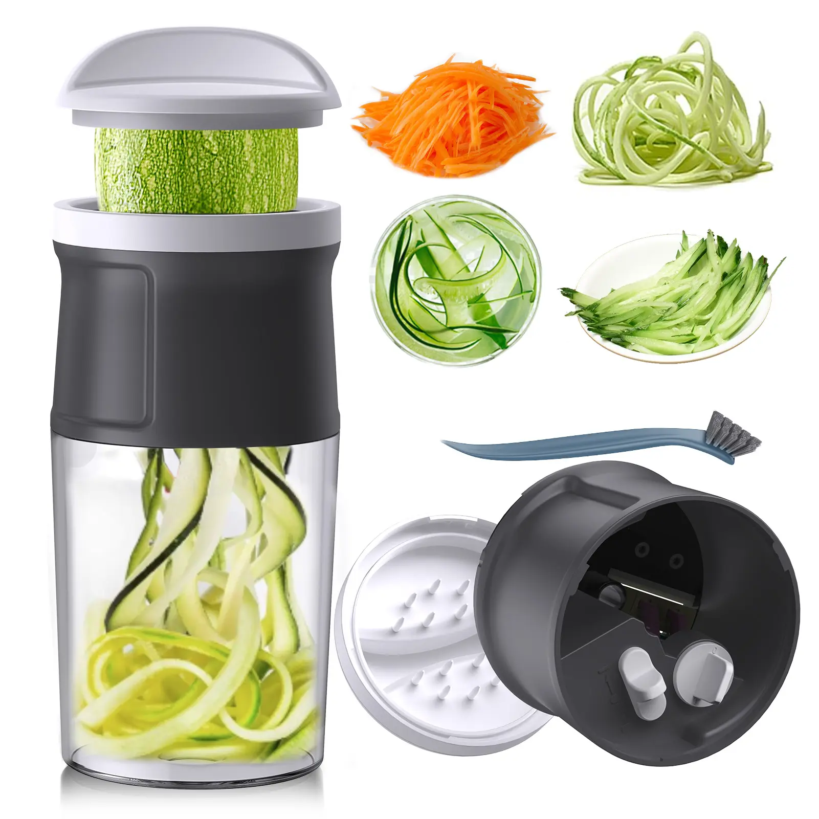 ONCE FOR ALL Multi-Use Vegetable Cutting Slicer Cutter - ABS Plastic Adjustable Thickness Shredder Dicer, Safe Hand Protection Kitchen Gadget, Onion Shred Fast Tool for Potato Cheese, Easy Clean Home Kitchen Prep Utensil