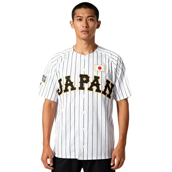 Men's Japan #16 Player Edition Baseball Jersey, Black & White Striped Polyester Top with Sewn Embroidery, Hip Hop Athletic Activewear for Fans, Sizes S M XL