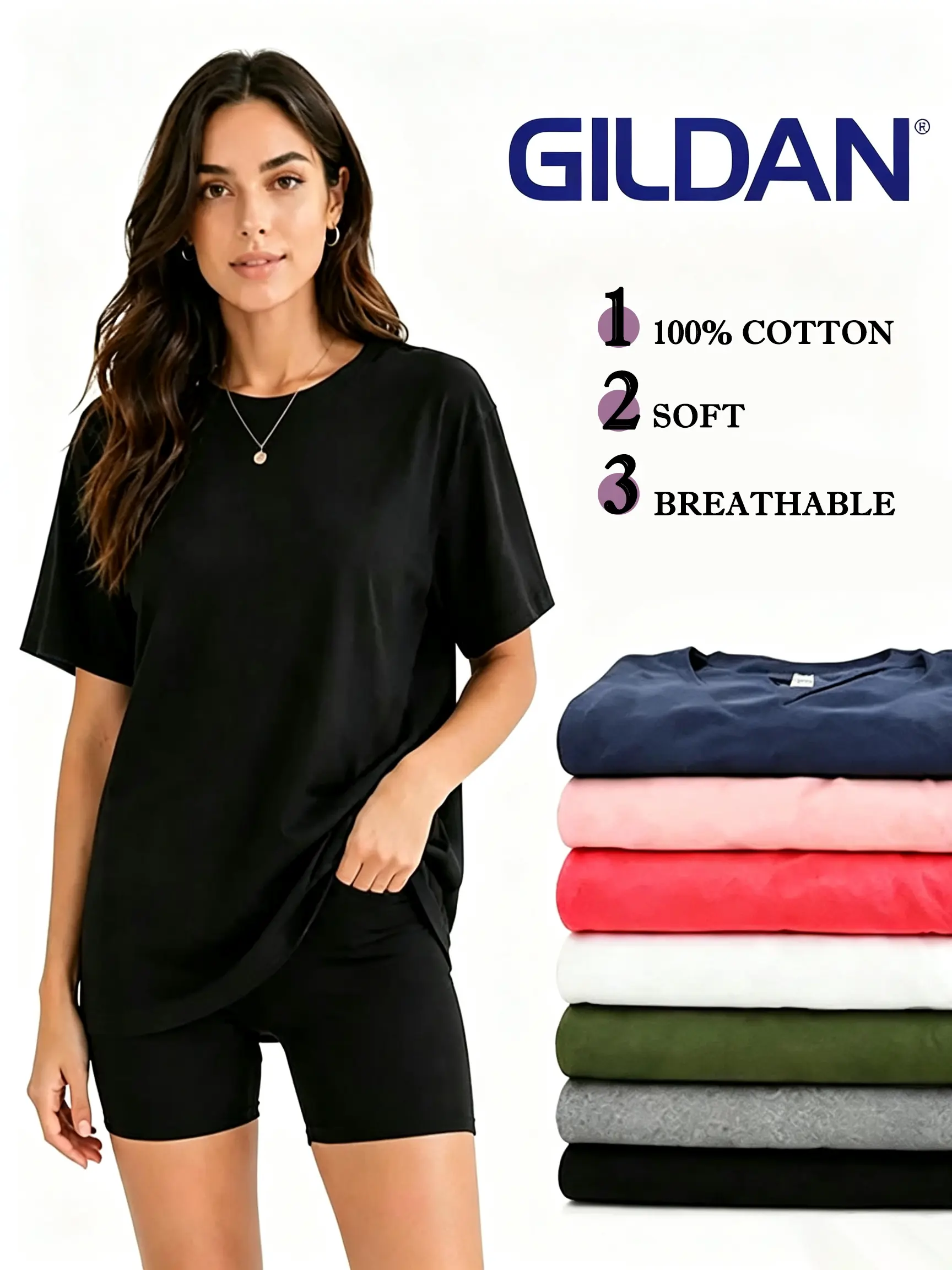 4-Pack Gildan G5000 Heavy Cotton T-S  hirts - Premium Unisex Crewneck Tees, Soft & Breathable 100% Cotton, Multi-Color Multipack, Sizes S-4XL, Perfect for Daily Wear & DIY Projects, Durable Essential Wardrobe Set. Basic Women Tshirt