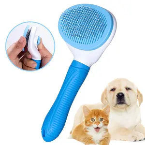 Self Cleaning Slicker Brush for Pet Grooming Removes Loose Undercoat and Sheds Suitable for Long & Short Hair Cats Dogs with Massaging Bristles 4.3in 8in Handle Comfortable Anti Slip Design