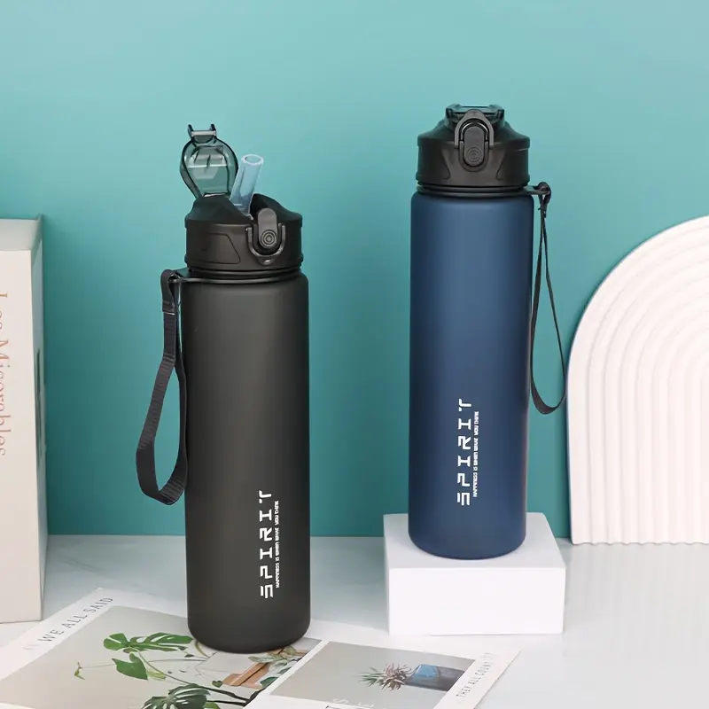 750ML Preppy Sports Crossbody Water Bottle, Hydration Bottle with Straw Lid & Belt, Leakproof Design for Cycling, Gym, Travel, Camping & School Festival Gifts, Portable Sports Water Bottles, Workout Water Bottle, Leakproof Reusable Bottle, Drink Bottle
