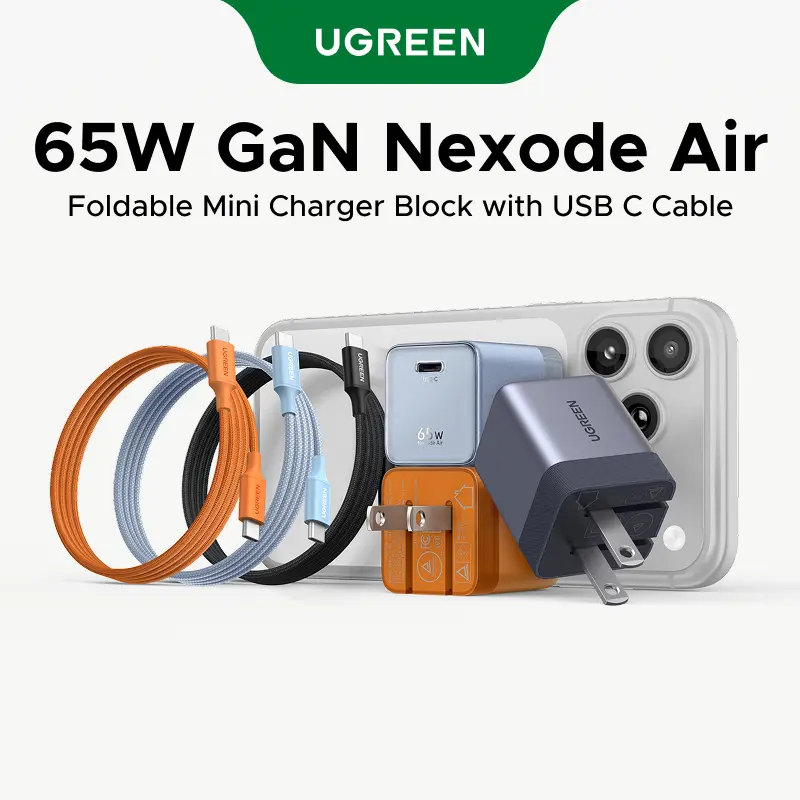 UGREEN 65W USB-C Ultra Mini GaN Charger  Bundle with 100W USB-C Cable,45W GaN USB C Wall Charger,Magnetic Power Bank Qi2 Certified 15W Fast Charging Wireless Battery Pack Slim 10000mAh Magsafe Portable Charger