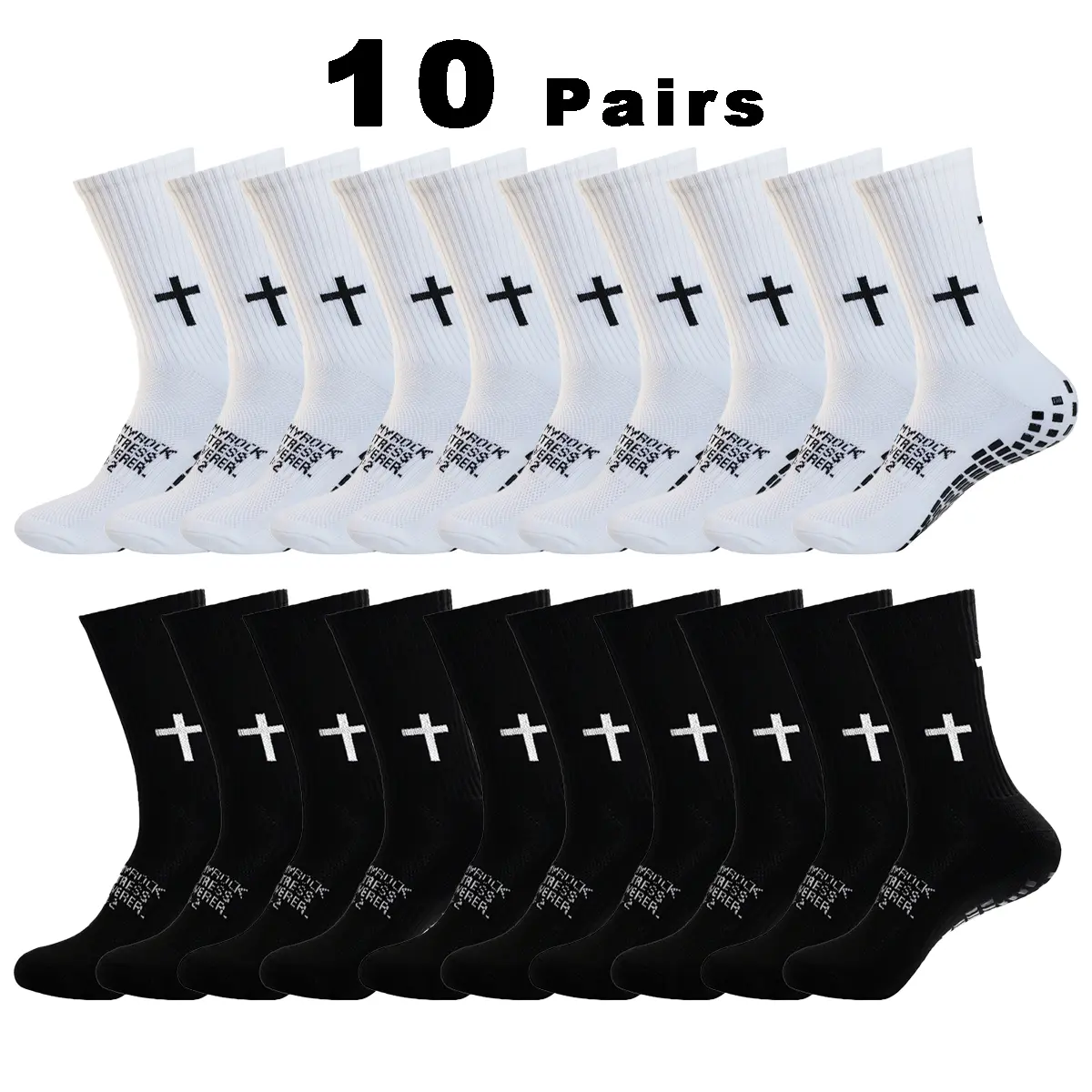 AMLANG Unisex Grip Soccer Socks with Cross Pattern, Anti Slip Athletic Football Socks for Men Women Youth, Breathable Cushioned Sports Socks for Soccer Basketball Training