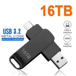 16TB USB 3.2 Flash Drive High Speed Metal Waterproof Type-C Pendrive 2-IN-1 Memory Stick External Storage for iPhone Android PC Laptop 2026